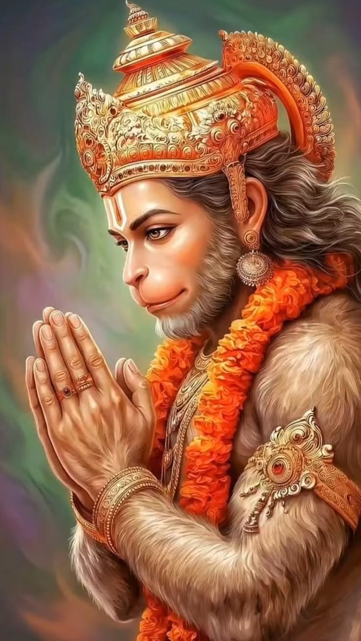 Shri Hanuman absorbed in devotion