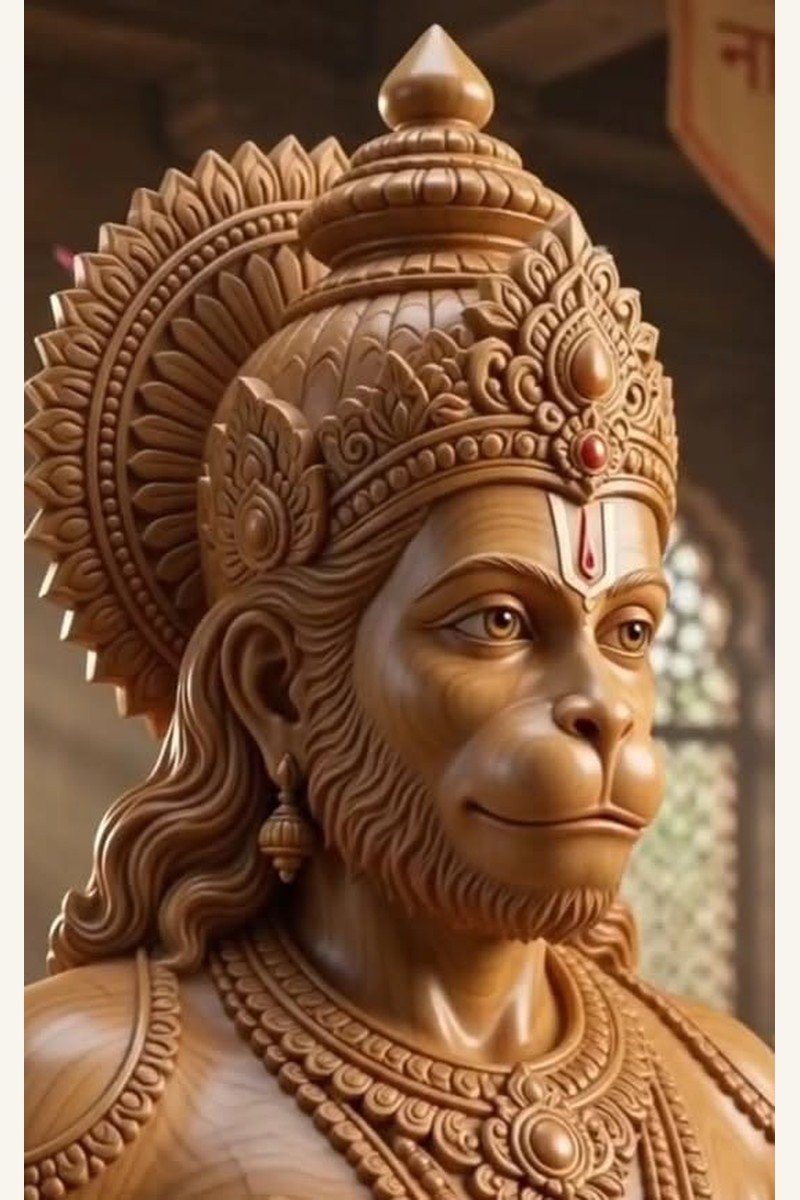 Detailed devotional sculpture of Shri Hanuman